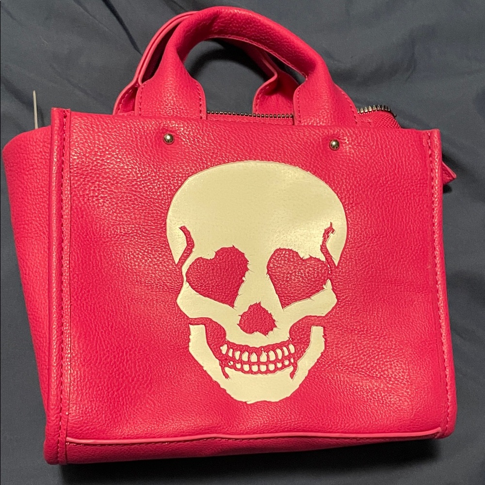 Betsey Johnson Pink Crossbody Bag with Skull Design